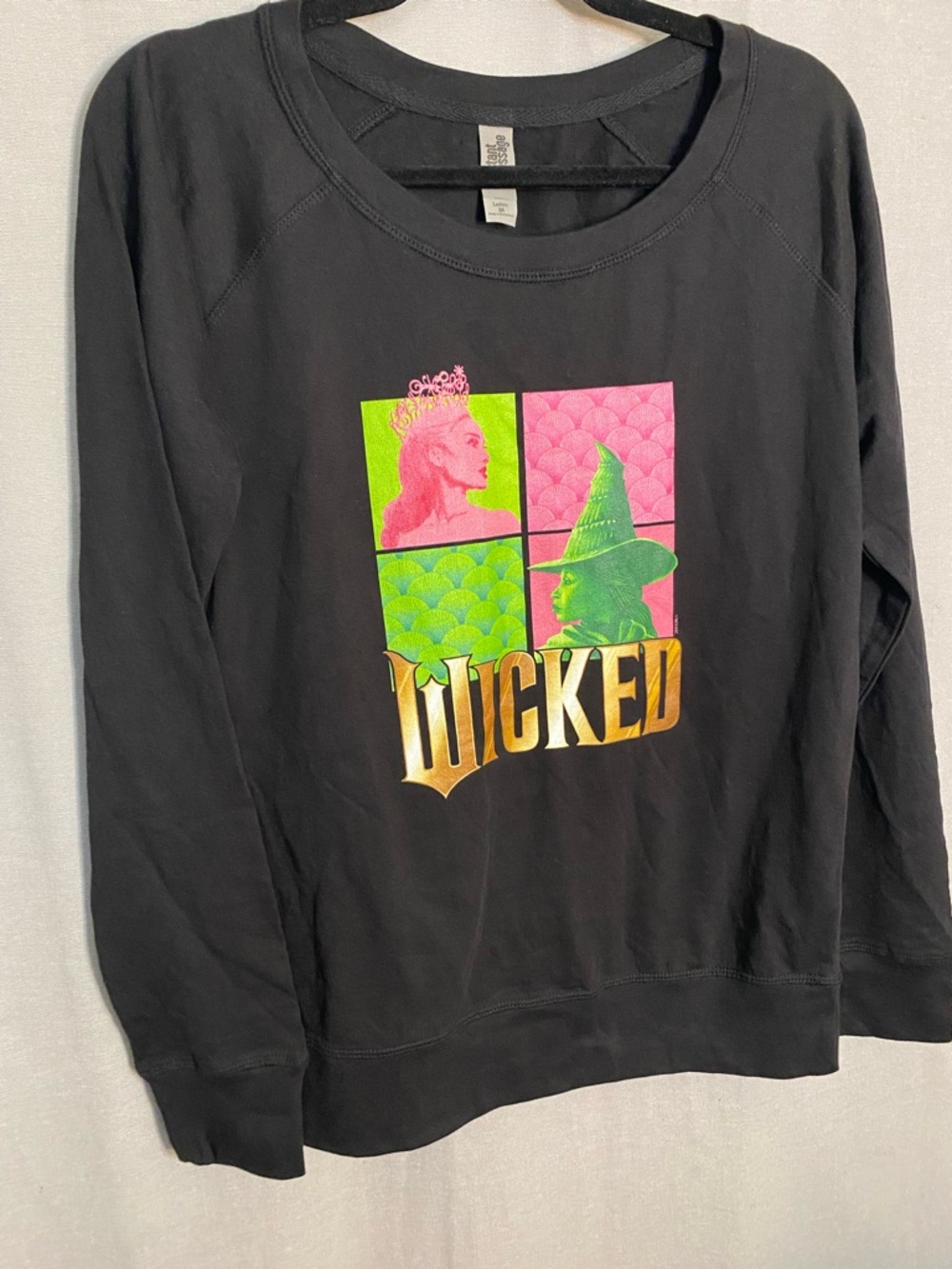 Wicked Graphic Black Sweatshirt with Neon Pink & Green